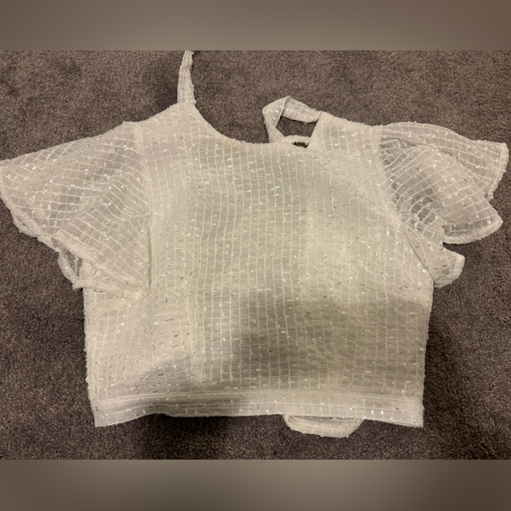 White Crop Tie in Back Top